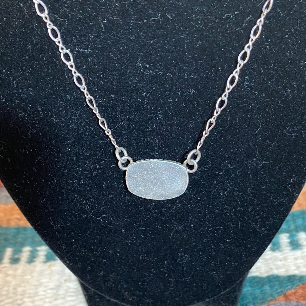 Silver Chain Necklace with Bright Turquoise Oval Stone Pendant - Picture 4 of 4